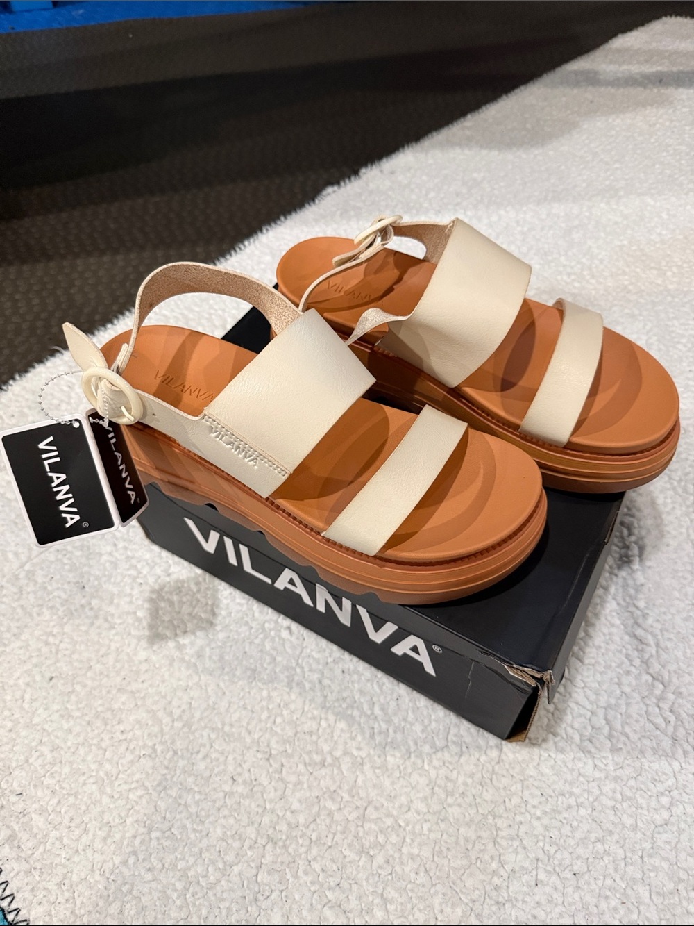 Cream Strappy Platform Sandals for Women